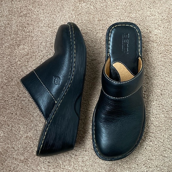 Born black leather slip on clogs - Picture 1 of 7